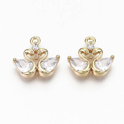 Brass Micro Pave Clear Cubic Zirconia Charms