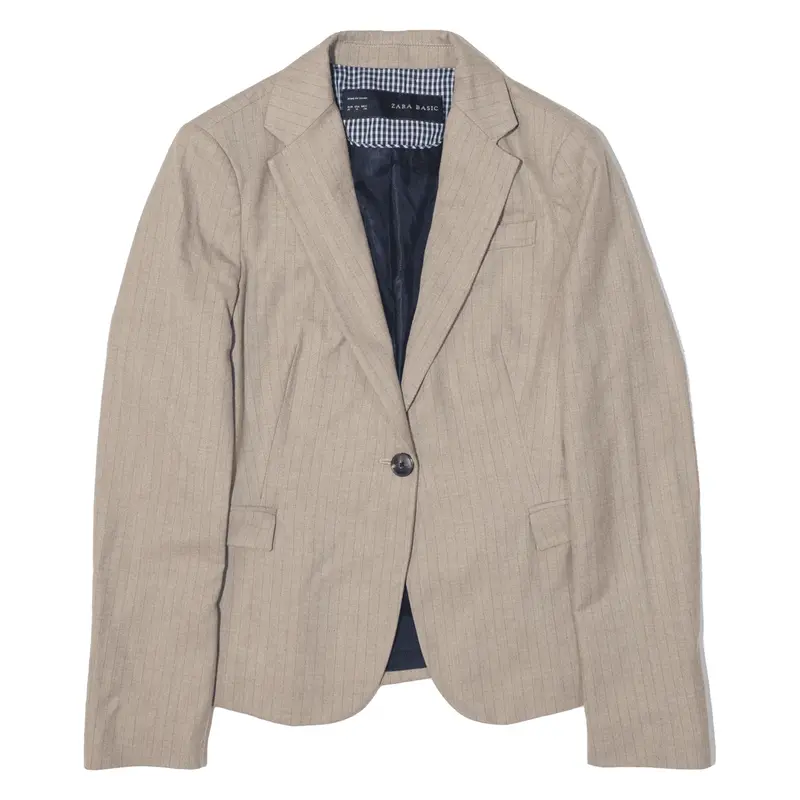 ZARA Blazer Jacket Beige Pinstripe Womens M