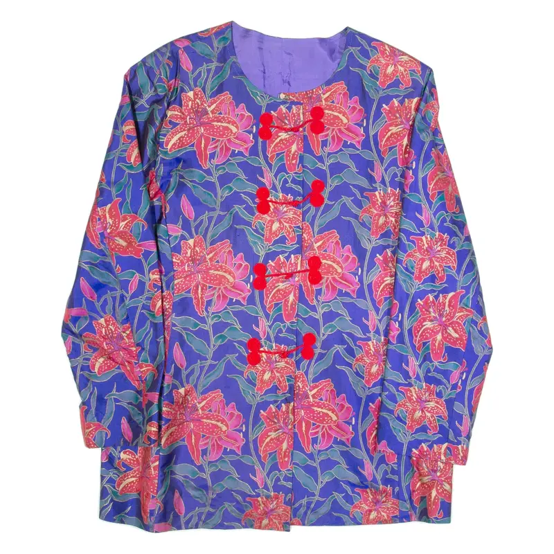 Womens Blouse Purple Long Sleeve Floral M