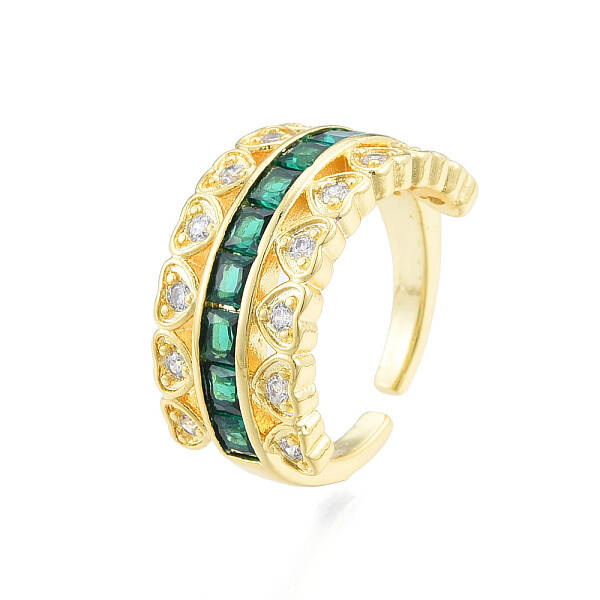 Cubic Zirconia Heart Open Cuff Ring
