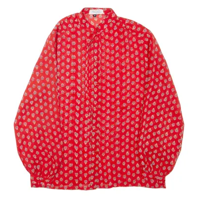 BARDAUS Womens Printed Blouse Red Long Sleeve Geometric S