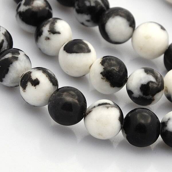 Round Natural Zebra Jasper Gemstone Beads Strands