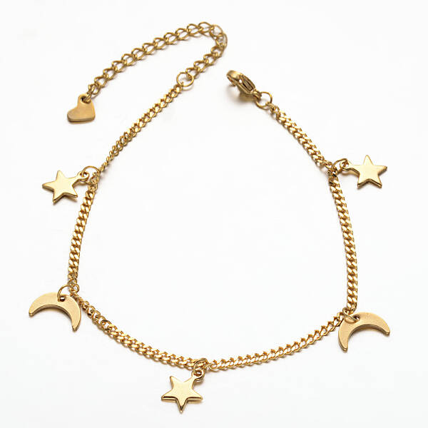 304 Stainless Steel Moon & Star Charm Bracelets