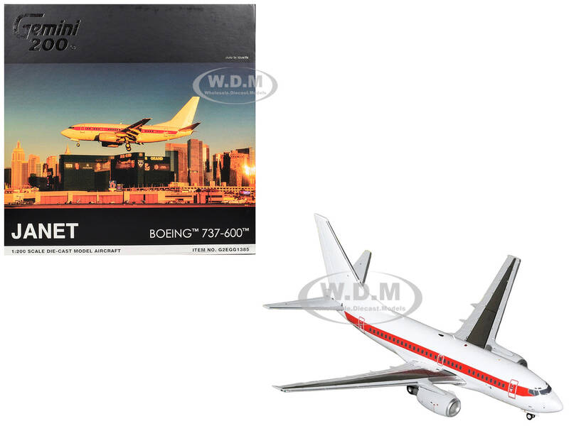 Boeing 737-600 Commercial Aircraft EG&G - Janet Airlines (N319BD) White with Red Stripes Gemini 200 Series 1/200 Diecast ...