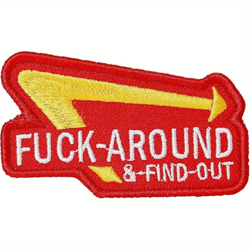 Embroidered Patch with Hook & Loop Backing, Funny Letter Pattern Patch for Backpacks, Vests, Jackets, Jeans, Hats, Helmets