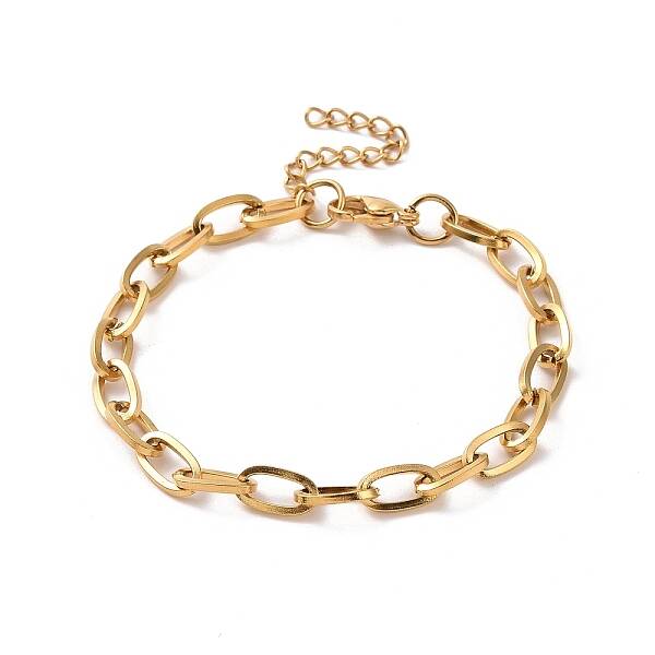 PVD Vacuum Plating 304 Stainless Steel Cable Chain Bracelet for Men Women