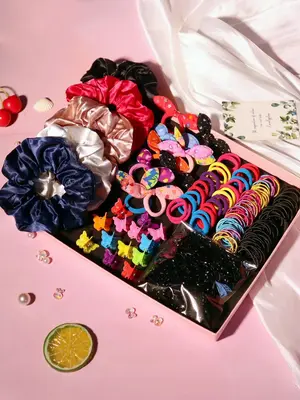 Summer 2024 Cute Colorful Hair Accessories, Including Scrunchies & Hair Ties & Rubber Bands & Hair Claws Set for Women & Gir...
