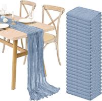 24 Pcs Cheesecloth Table Runner 10FT(21.5x120Inch)  Boho Gauze Table Runner Long Romantic Sheer Fabric Cheese Cloth Table Run...
