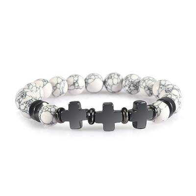 Round Natural Howlite Beaded Stretch Bracelets