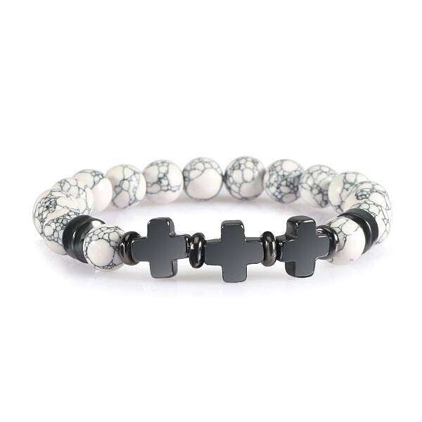Round Natural Howlite Beaded Stretch Bracelets