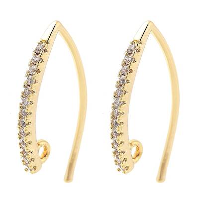 Brass Micro Pave Clear Cubic Zirconia Earring Hooks