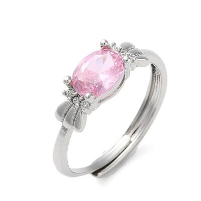 Adjustable Brass with Cubic Zirconia Solitaire Rings