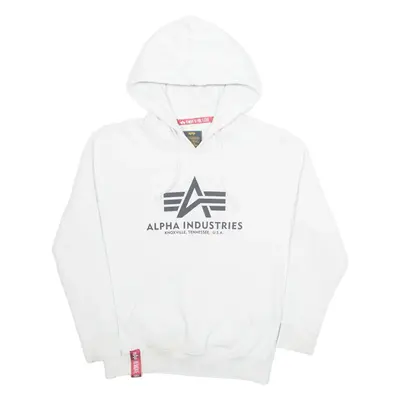 ALPHA INDUSTRIES Mens White Hoodie S