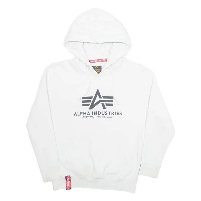 ALPHA INDUSTRIES Mens White Hoodie S