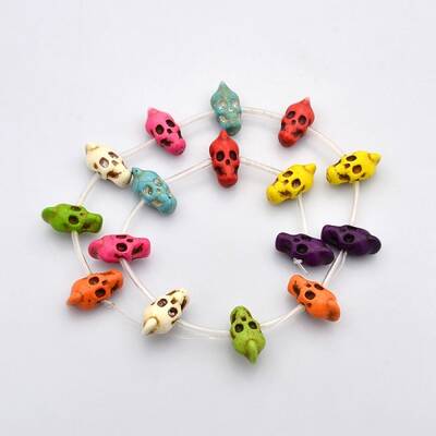 Synthetic Turquoise Skull Beads Strands