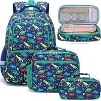 Fimibuke Backpack for School Boy Girl, 3PCS Waterproof School Bag Cute Bookbag Set with Lunch Box Pencil Case for School