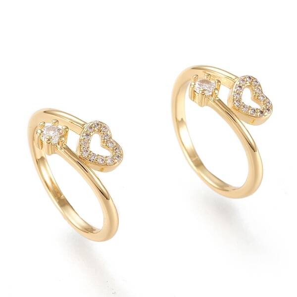Adjustable Brass Micro Pave Clear Cubic Zirconia Cuff Rings