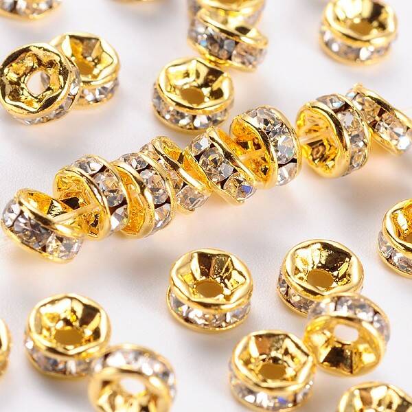 Brass Rhinestone Spacer Beads