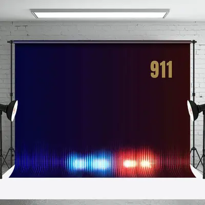 Aperturee 911 Emergency Calls Dark Blue Red Flash Backdrop | Party Curtain Backdrop | Party Backdrop Decorations | Custom Cur...