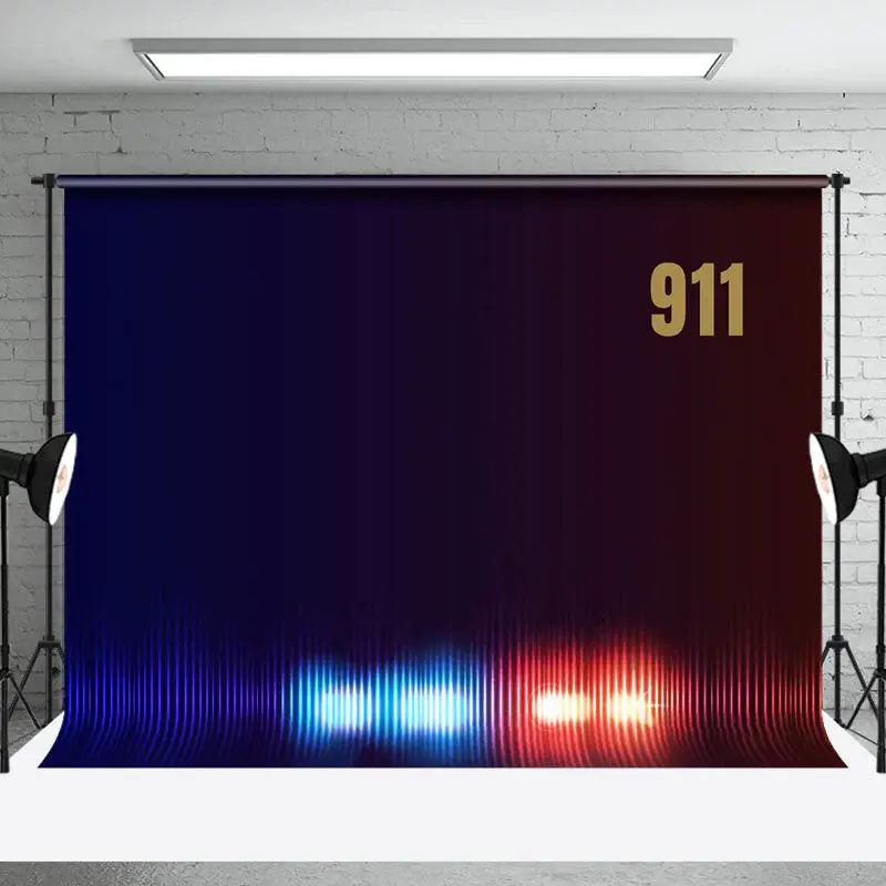 Aperturee 911 Emergency Calls Dark Blue Red Flash Backdrop | Party Curtain Backdrop | Party Backdrop Decorations | Custom Cur...