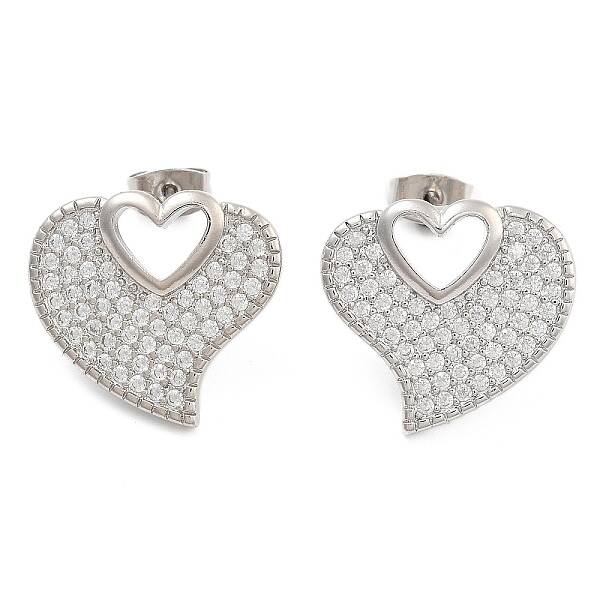 Brass Pave Cubic Zirconia Stud Earrings