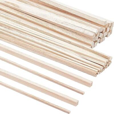 OLYCRAFT 60Pcs Balsa Wood Sticks 12 inch Long Unfinished Wooden Strips Square Dowels Strips for DIY Molding Crafts Projects M...