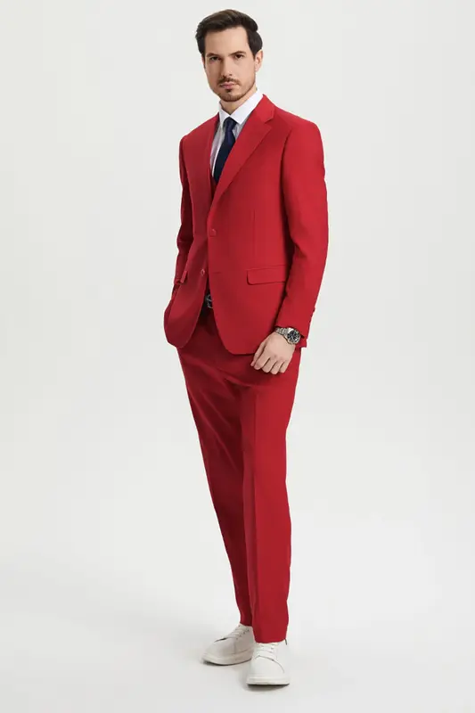 Mens Stacy Adams Suit - Stacy Adams Suit Men's Designer Suit - Two Button Vested in Red
