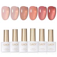 GAOY Jelly Nude Gel Nail Polish Set, 6 Transparent Colors Sheer Soak Off UV Light Cure Gel Polish Kit for Salon and Nail Art ...