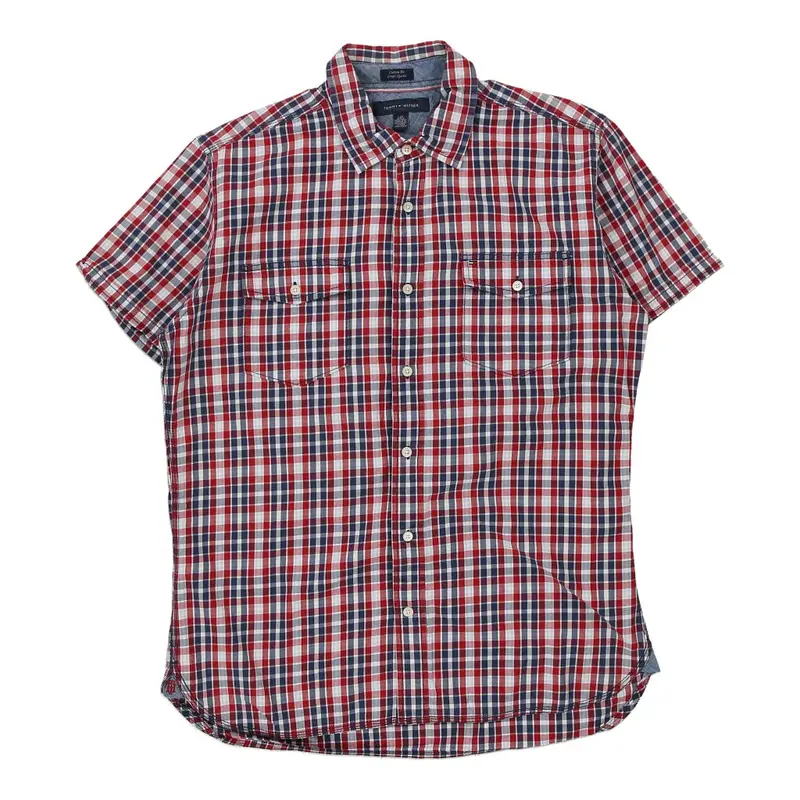 Tommy Hilfiger Checked Short Sleeve Shirt - Large Multicoloured Cotton