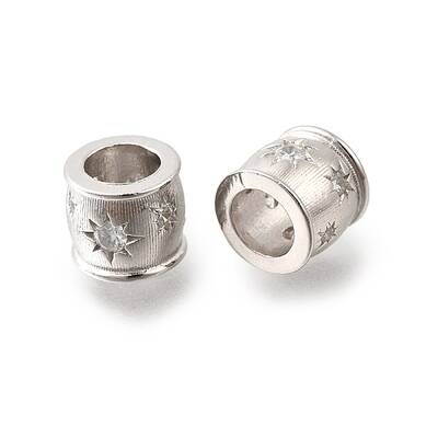 925 Sterling Silver Micro Pave Clear Cubic Zirconia Beads