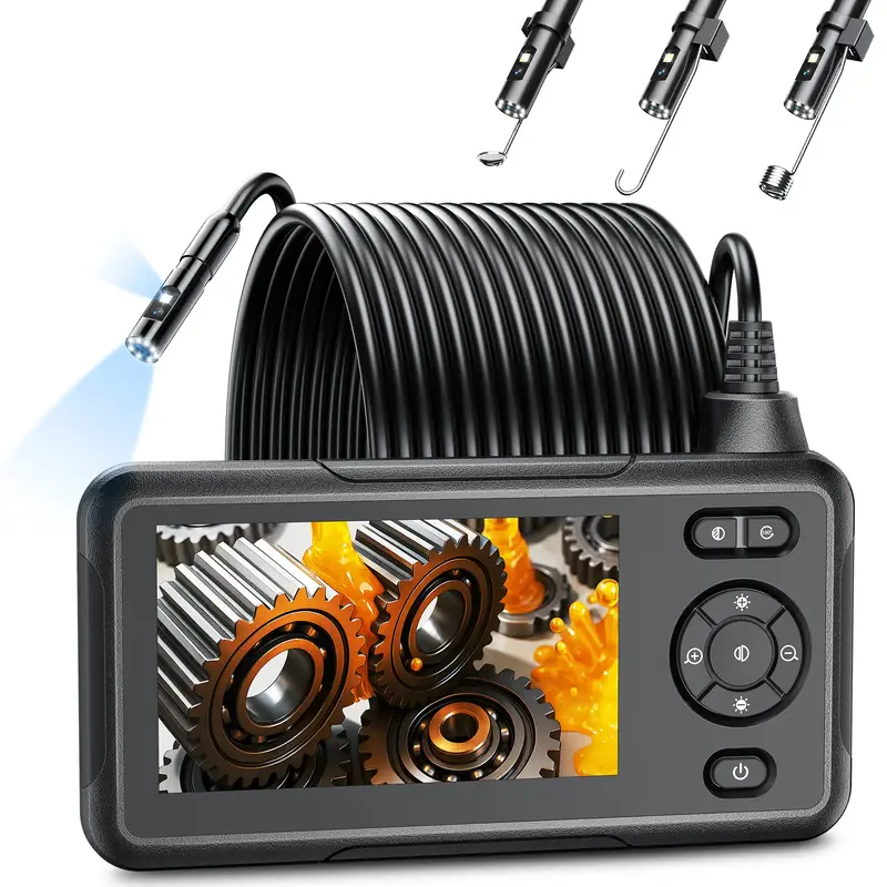 Main Dual Lens Endoscope Borescope Camera with 8 Adjustable LED Light 16.5ft Semi-rigid Cable, IP67 Waterproof 8.0mm Snake Ca...