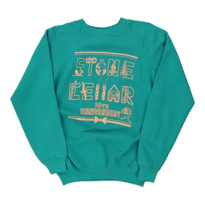 Stone Cellar 10th Anniversary Hanes Graphic Sweatshirt - Small Teal Cotton Blend