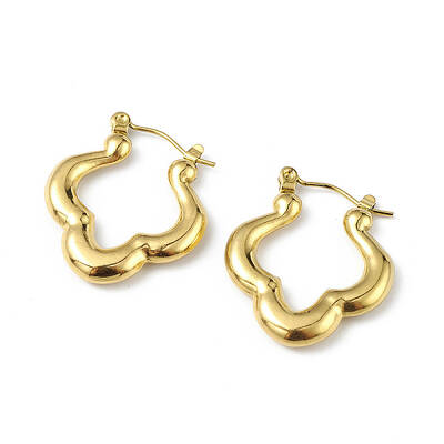 Ion Plating(IP) 304 Stainless Steel Flower Hoop Earrings for Women