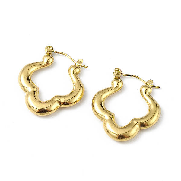 Ion Plating(IP) 304 Stainless Steel Flower Hoop Earrings for Women