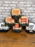 Printed trucker hat w/ repurposed bottle cap chain