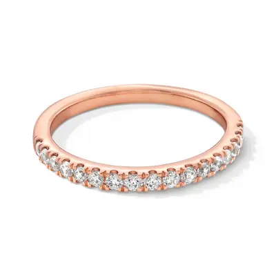 14K Rose Gold Round Cut Lab Created Diamond Custom Wedding Band F Color VS2 Clarity 3EX
