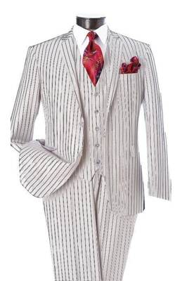 1920 - White/Blk - Mens Modern Fit Suit