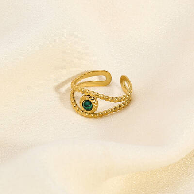 Vintage Synthetic Malachite Eye Ring