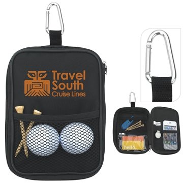 36 Promotional Valuables Zippered Pouch - Mesh Pockets & Carabiner