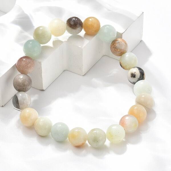 Natural Flower Amazonite Beads Stretch Bracelets