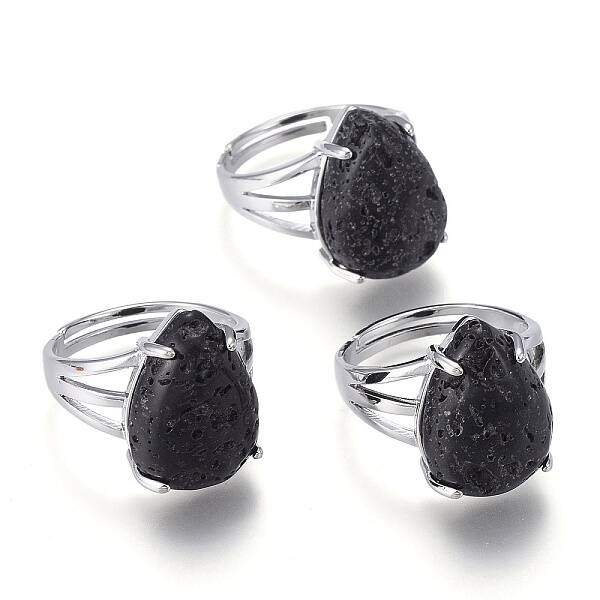 Adjustable Natural Lava Rock Finger Rings