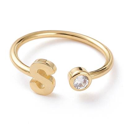 Brass Micro Pave Clear Cubic Zirconia Cuff Rings
