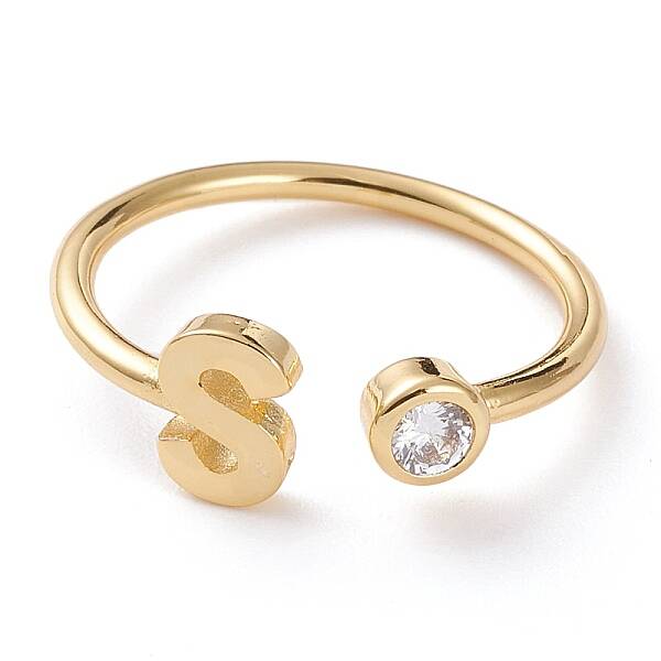 Brass Micro Pave Clear Cubic Zirconia Cuff Rings