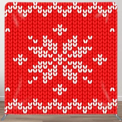 Aperturee Red And White Textile Flower Happy Christmas Backdrop - Aperturee