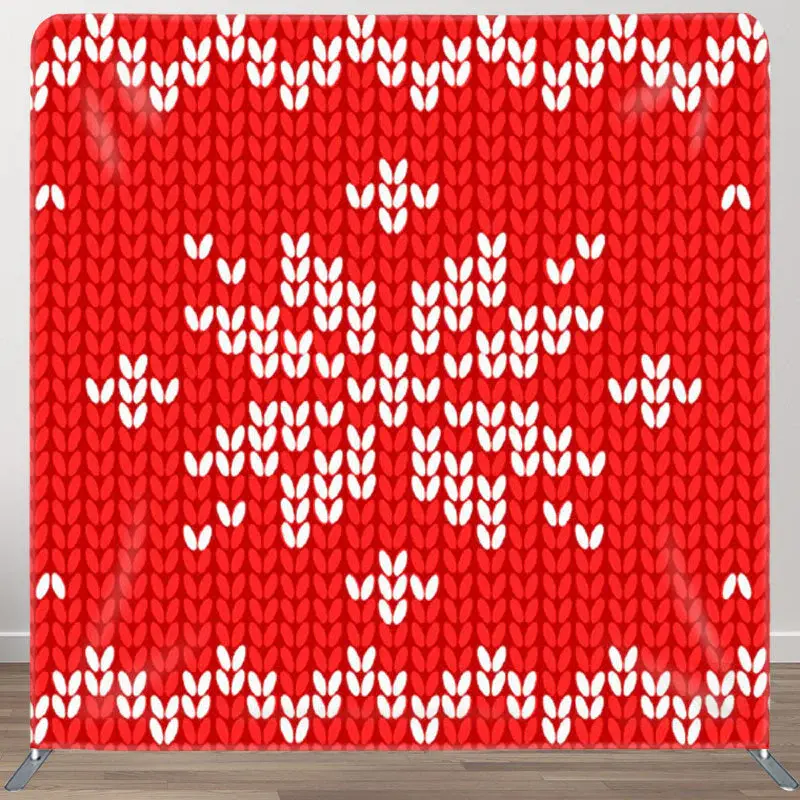 Aperturee Red And White Textile Flower Happy Christmas Backdrop - Aperturee