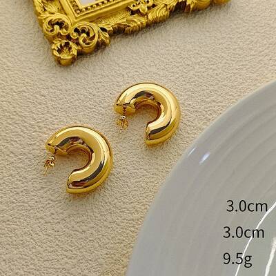 Half Round Alloy Stud Earrings