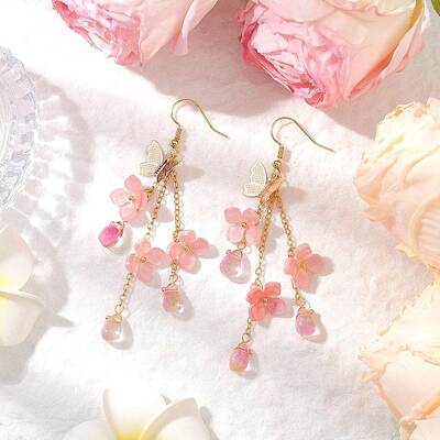 Flower Brass Dangle Earrings