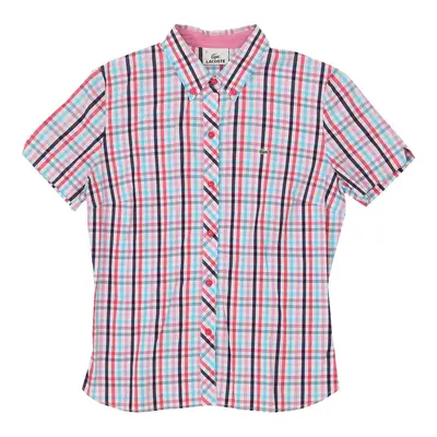 Lacoste Checked Short Sleeve Shirt - Medium Pink Cotton