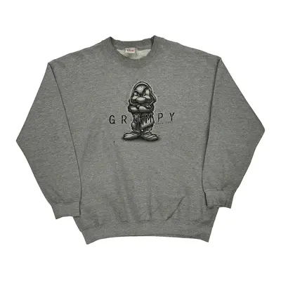 Made In Usa Grumpy Disney Graphic Sweatshirt - XL Grey Cotton Blend