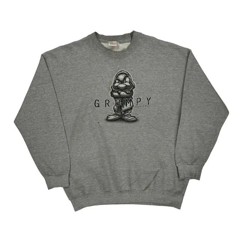 Made In Usa Grumpy Disney Graphic Sweatshirt - XL Grey Cotton Blend